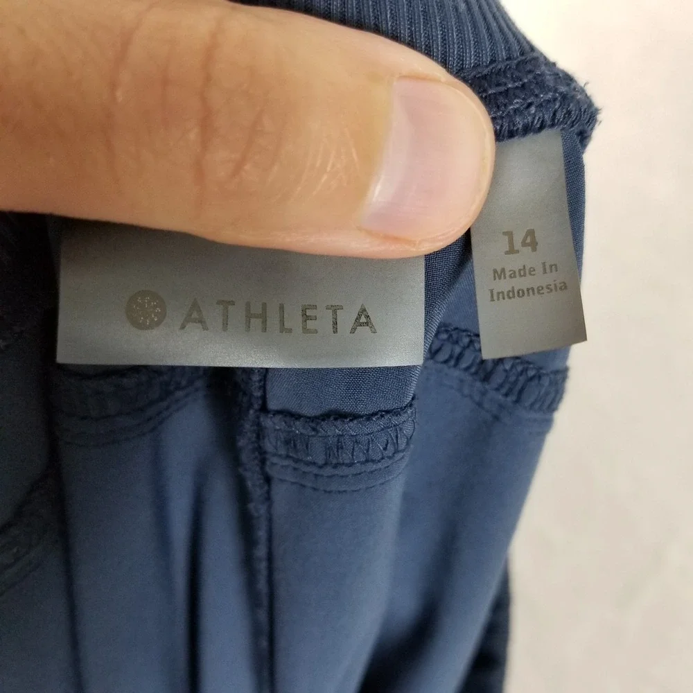 Athleta Joggers Women 14 Blue Trekkie North Recycled Stretch Hiking Activewear